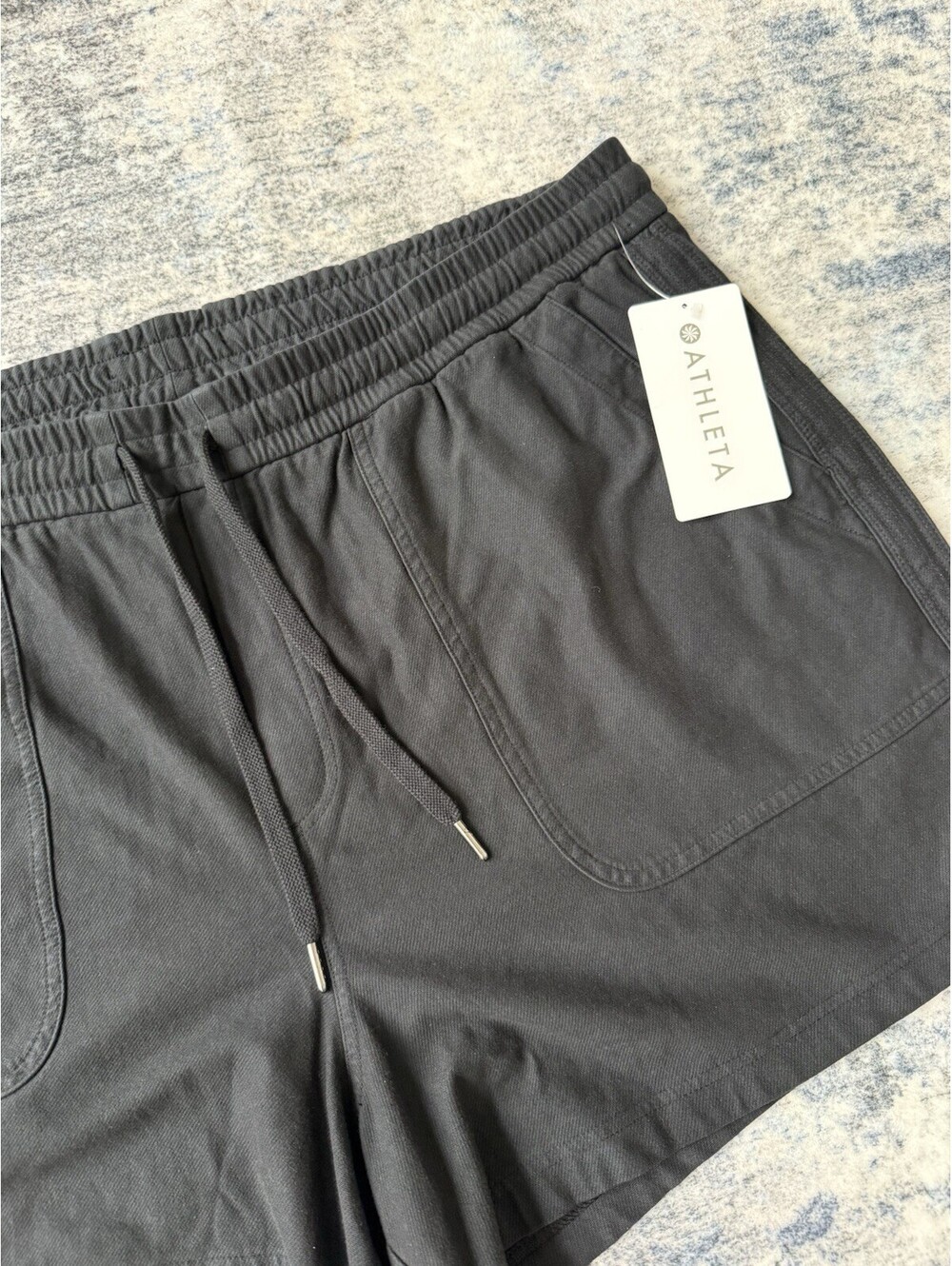 Athleta Farallon Shorts Womens 24 Black Organic Cotton Drawstring NWT